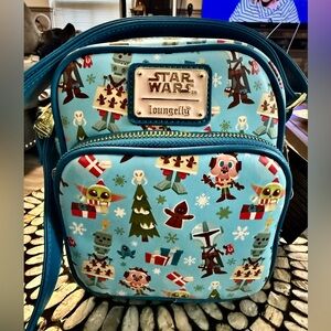 Loungefly Blue Christmas Cartoon Bag part of 30-80% off sale. Ask 4 discount